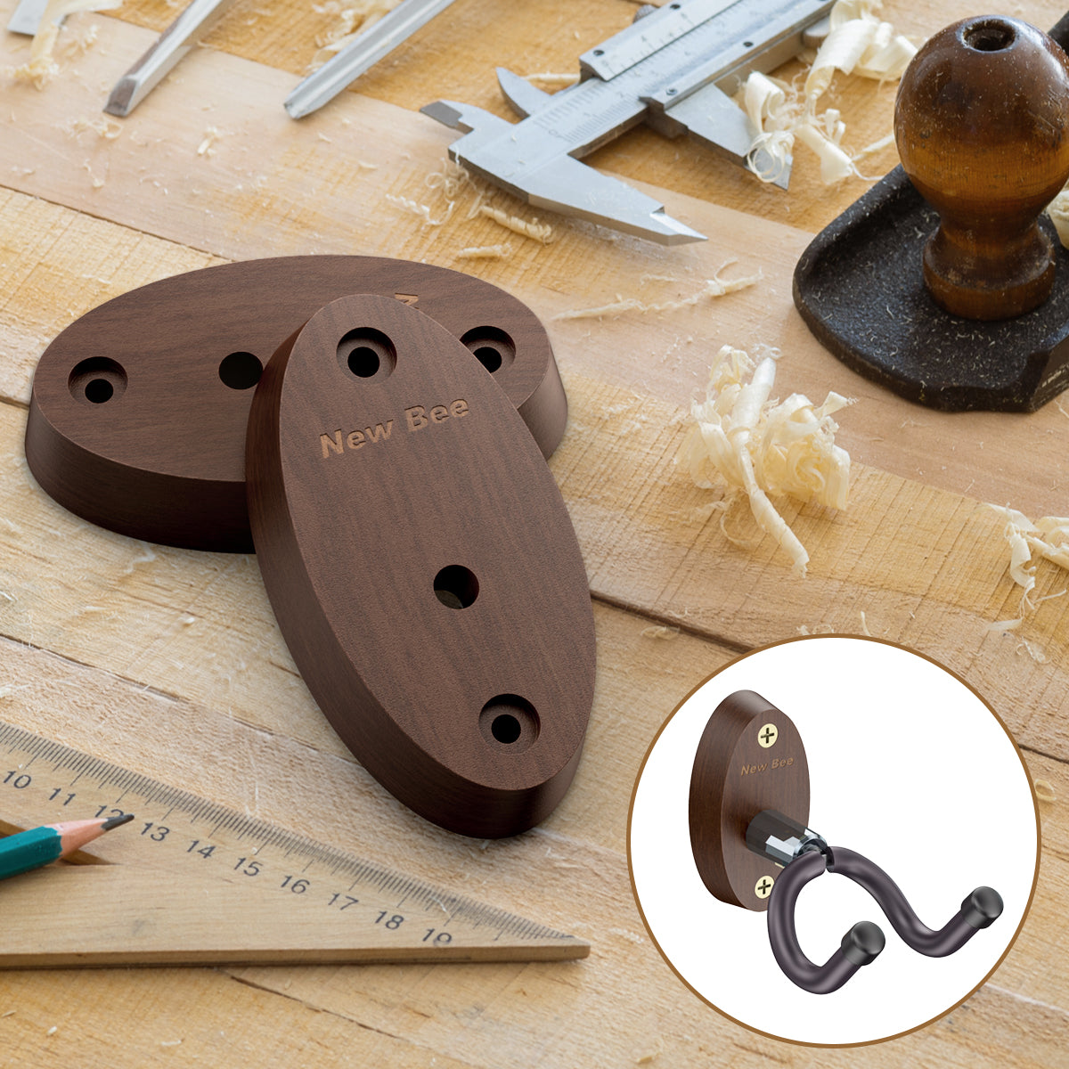 New Bee Wall Mount Wood Guitar Hanger