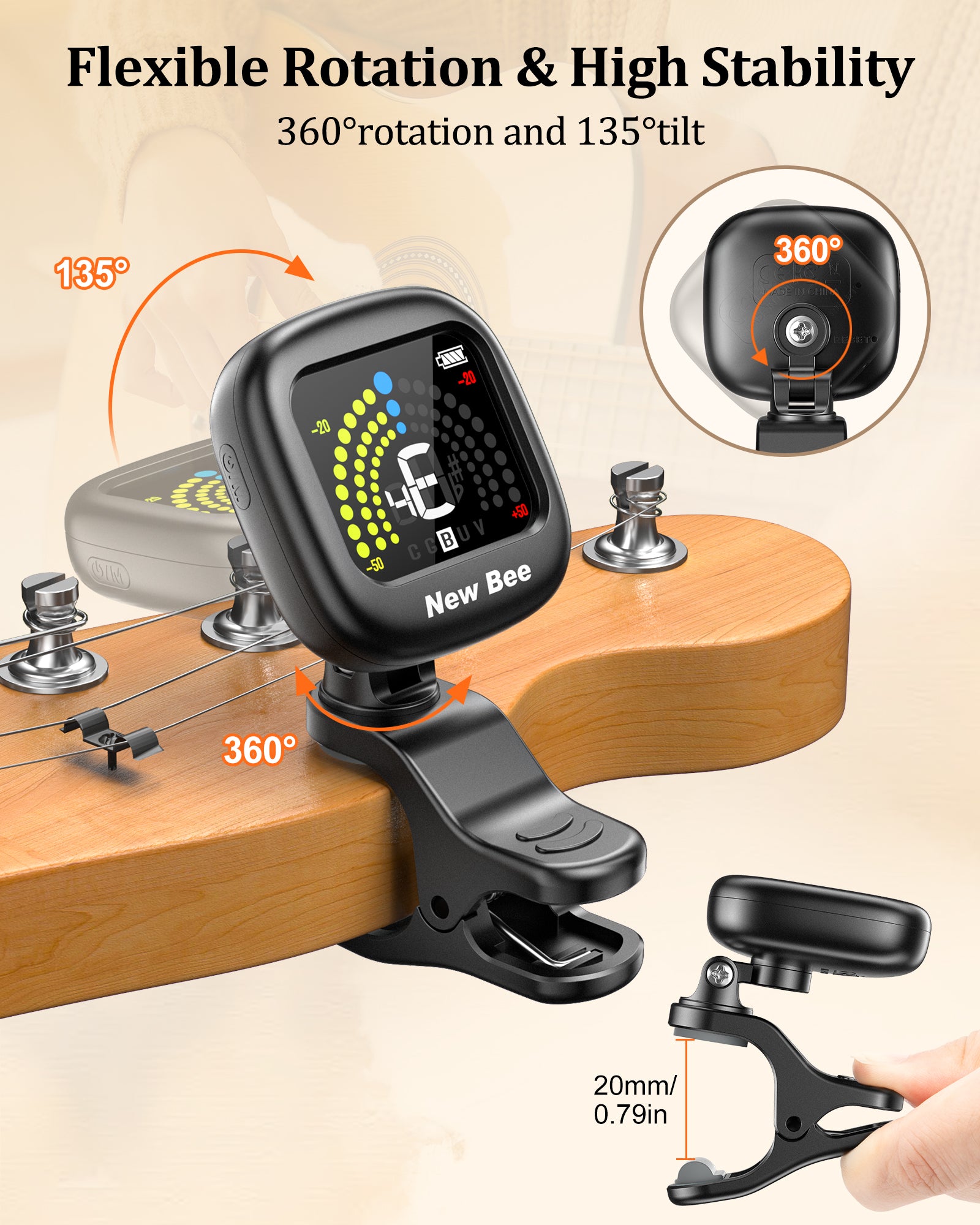 New Bee Guitar Tuner Rechargeable GT40