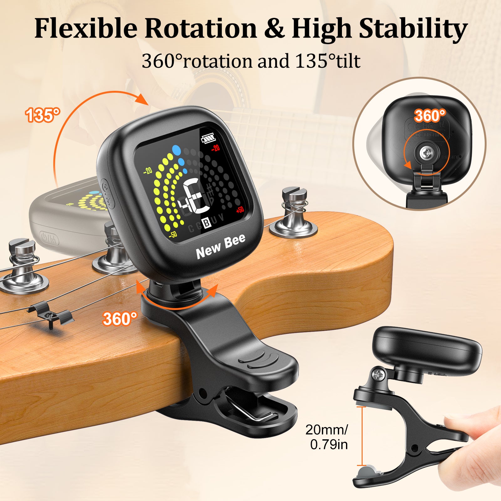 New Bee Guitar Tuner Rechargeable GT40
