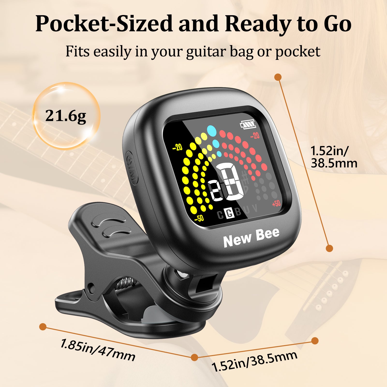 New Bee Guitar Tuner Rechargeable GT40