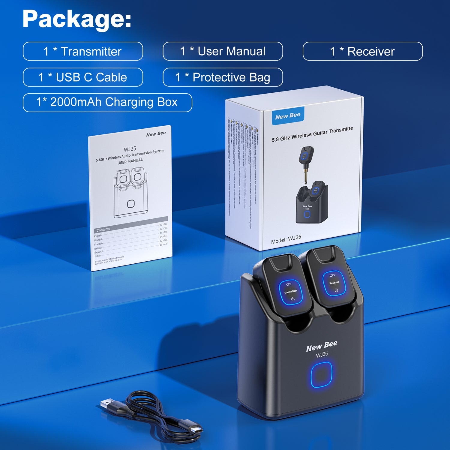 New Bee Wireless Guitar System WJ25