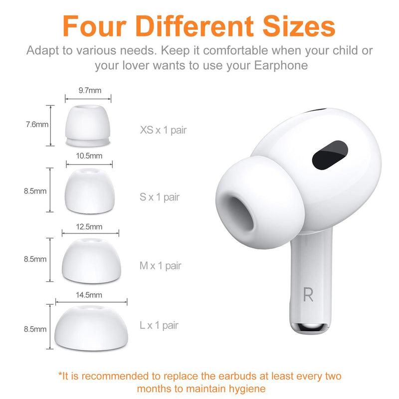 AirPods Pro Replacement Ear Tips（XS-S-M-L） - New Bee