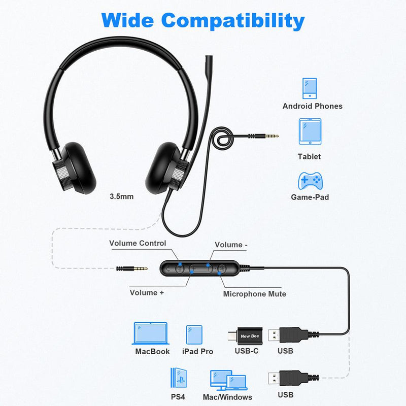 New Bee USB Headset H361 - New Bee