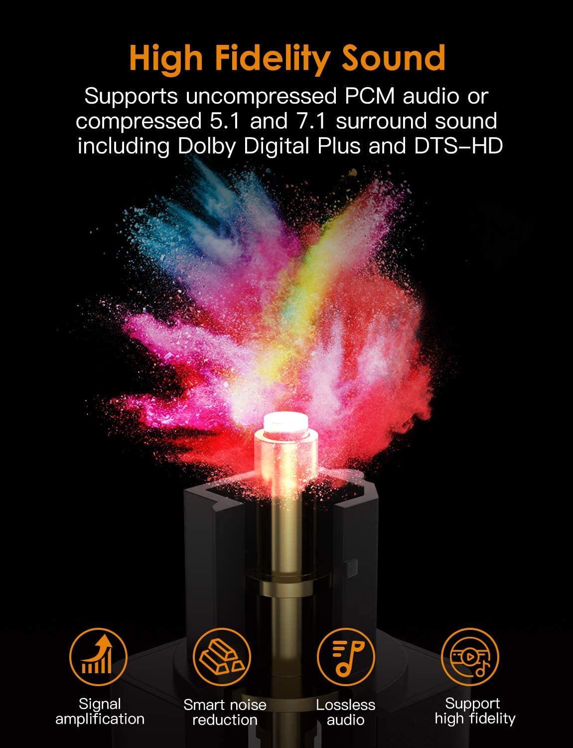 Optical Audio Cable 10ft New Bee Digital Toslink Cable 24K Gold-Plated Nylon Braided S/PDIF Cable for Home Theater, Sound Bar, TV, PS4, Xbox, Playstation