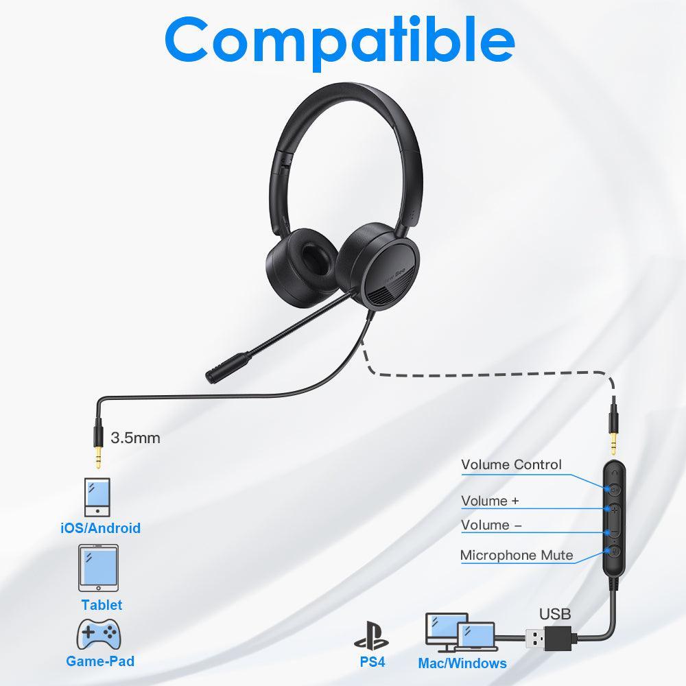 USB Office Computer Headset H360 - New Bee
