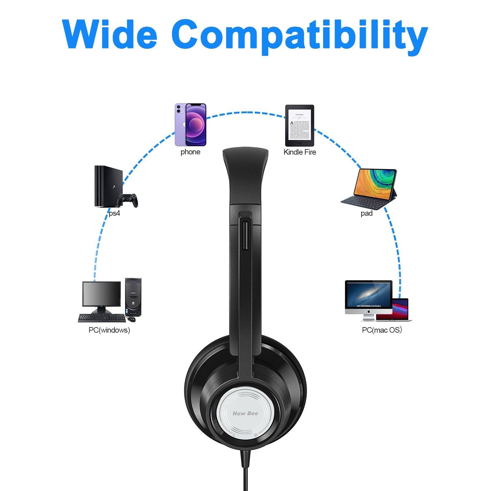 USB Office Computer Headset H362 - New Bee